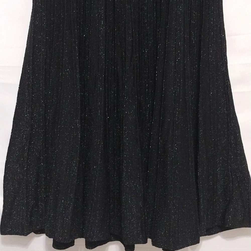 Sandro Paris Designer Black Shimmery Stretch Knit Flowy Maxi Skirt US 2 Elegant